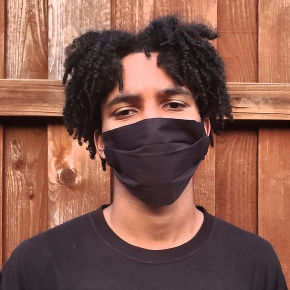 Man Basic Black Handmade Cotton FacMask,Reuse/Wsh - Picture 2 of 4